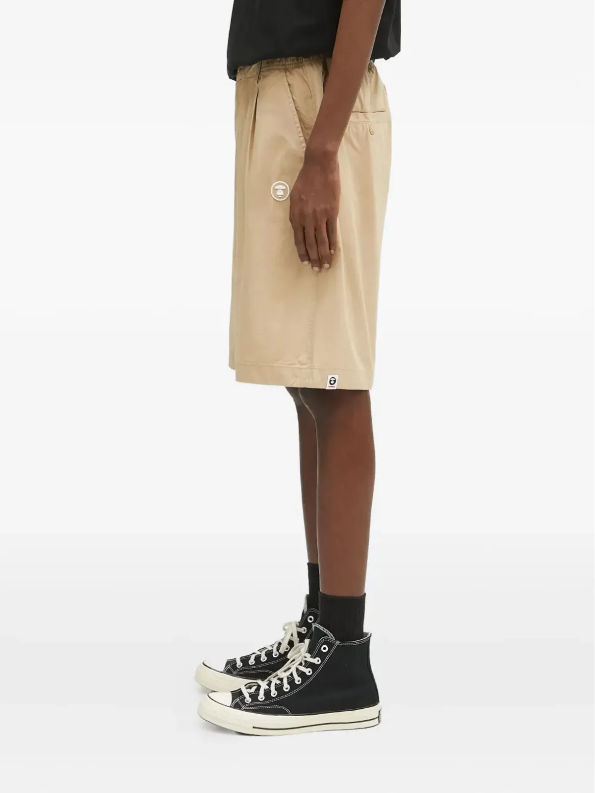 AAPE BY *A BATHING APE® プリーツディテール ロゴパッチ ショーツ - 画像3