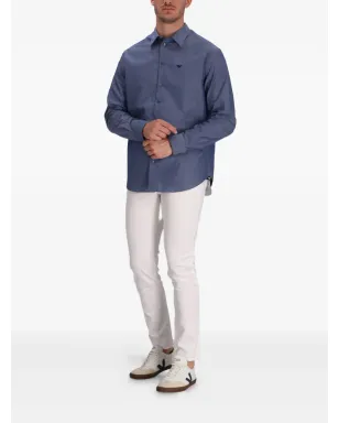 Emporio Armani イーグルロゴ コットンシャツ - ブルー - サムネイル2