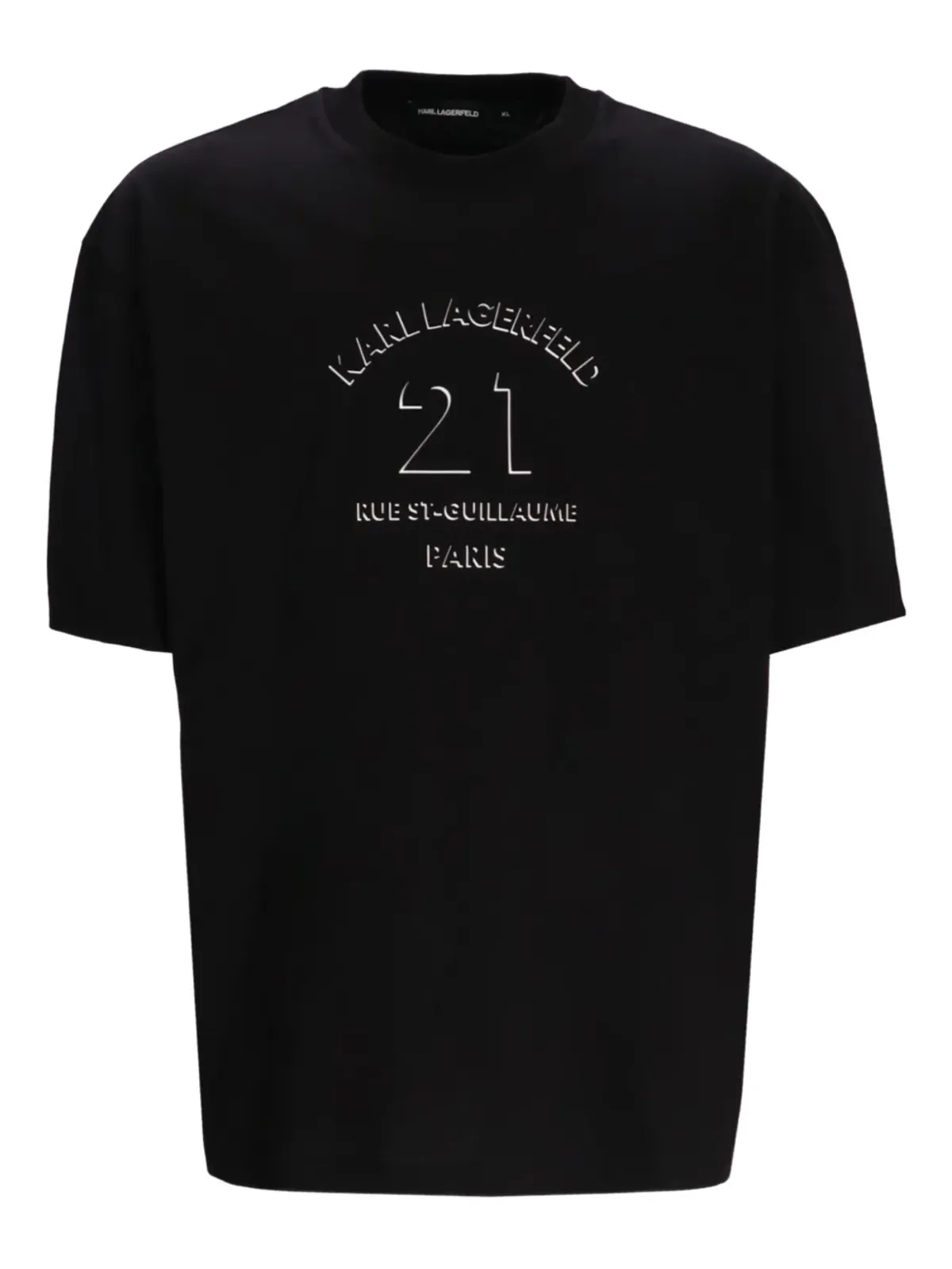 Karl Lagerfeld パリ刺繍コットンTシャツ（ブラック） - 画像1