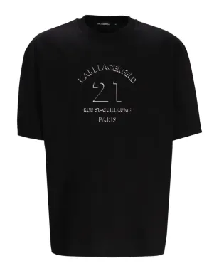 Karl Lagerfeld パリ刺繍コットンTシャツ（ブラック） - サムネイル1