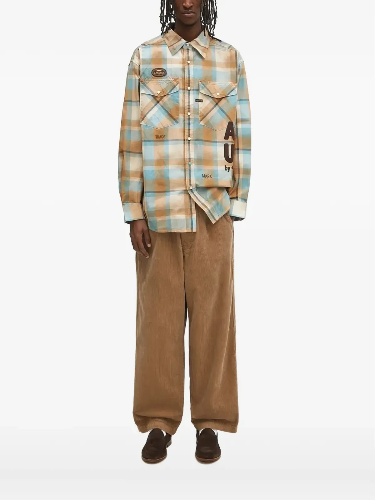 AAPE BY *A BATHING APE® チェック柄ロゴシャツ - 画像1