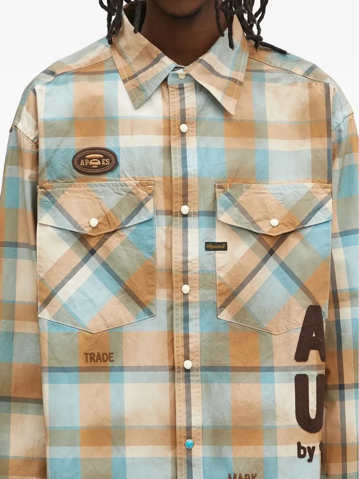 AAPE BY *A BATHING APE® チェック柄ロゴシャツ - 画像4
