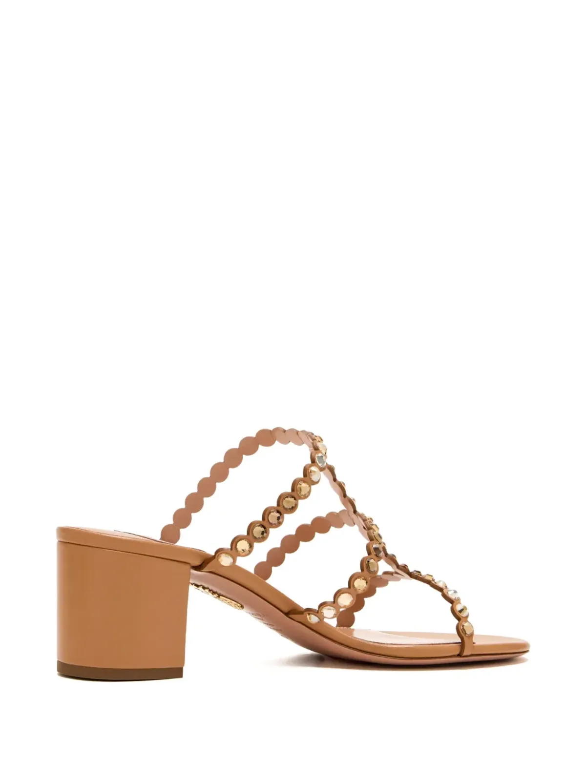 Aquazzura テキーラ クリスタル装飾 ブロックヒール サンダル - ブラウン - 画像2