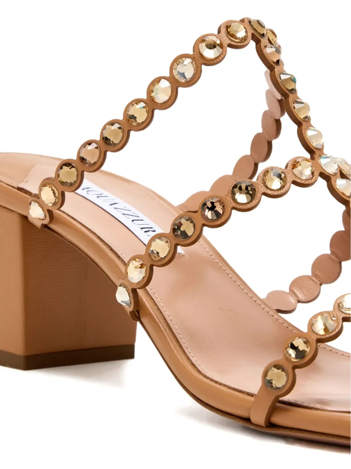 Aquazzura テキーラ クリスタル装飾 ブロックヒール サンダル - ブラウン - 画像4