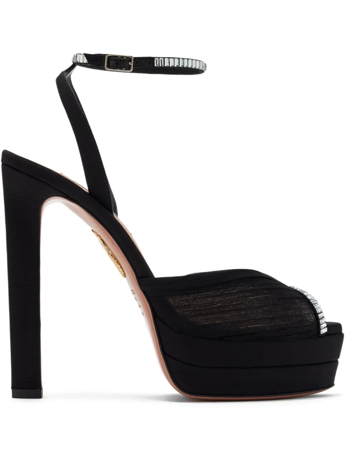 Aquazzura クリスタル付きプラットフォームサンダル - ブラック - 画像1