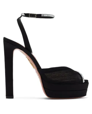 Aquazzura クリスタル付きプラットフォームサンダル - ブラック - サムネイル1