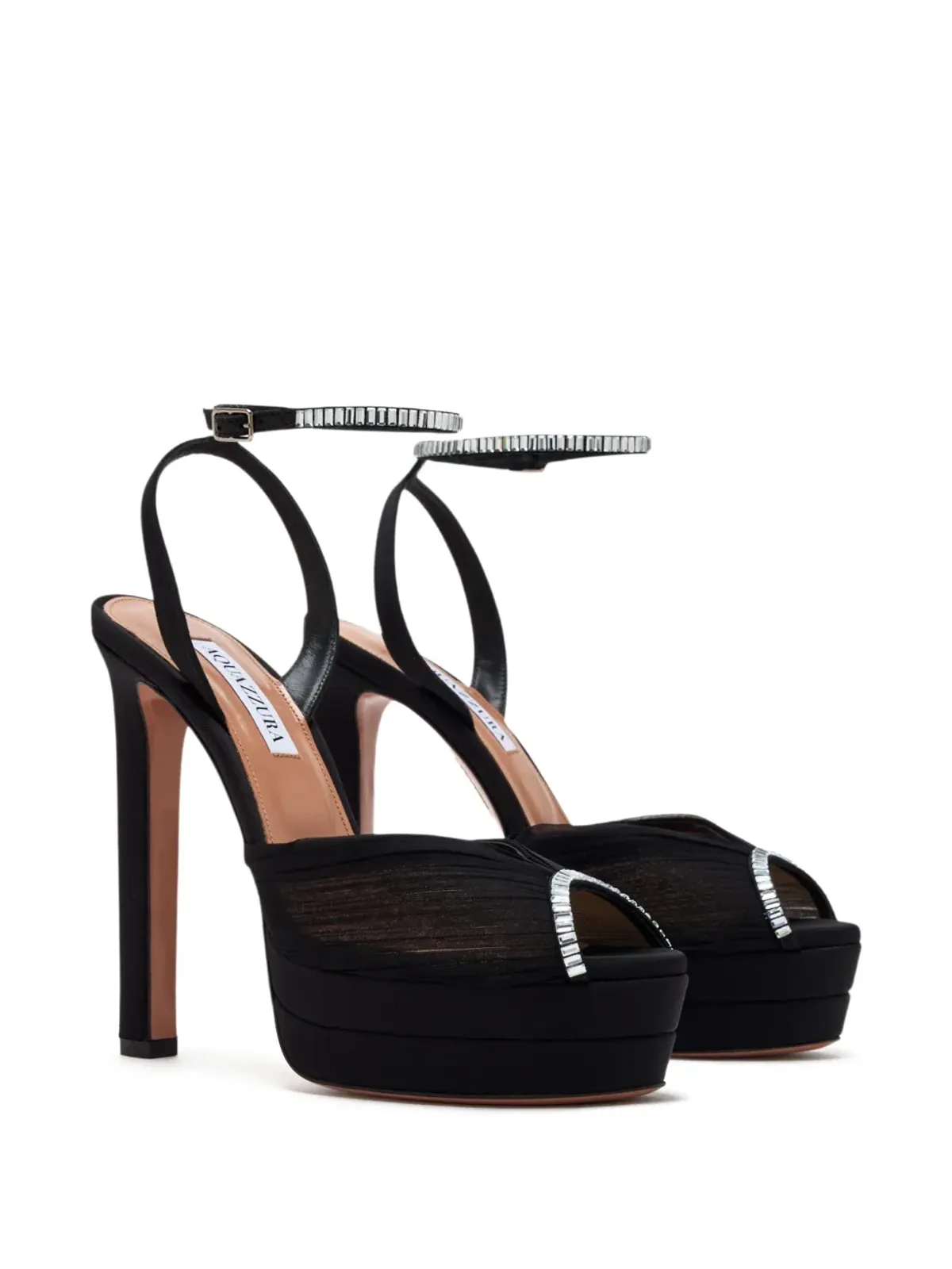 Aquazzura クリスタル付きプラットフォームサンダル - ブラック - 画像2
