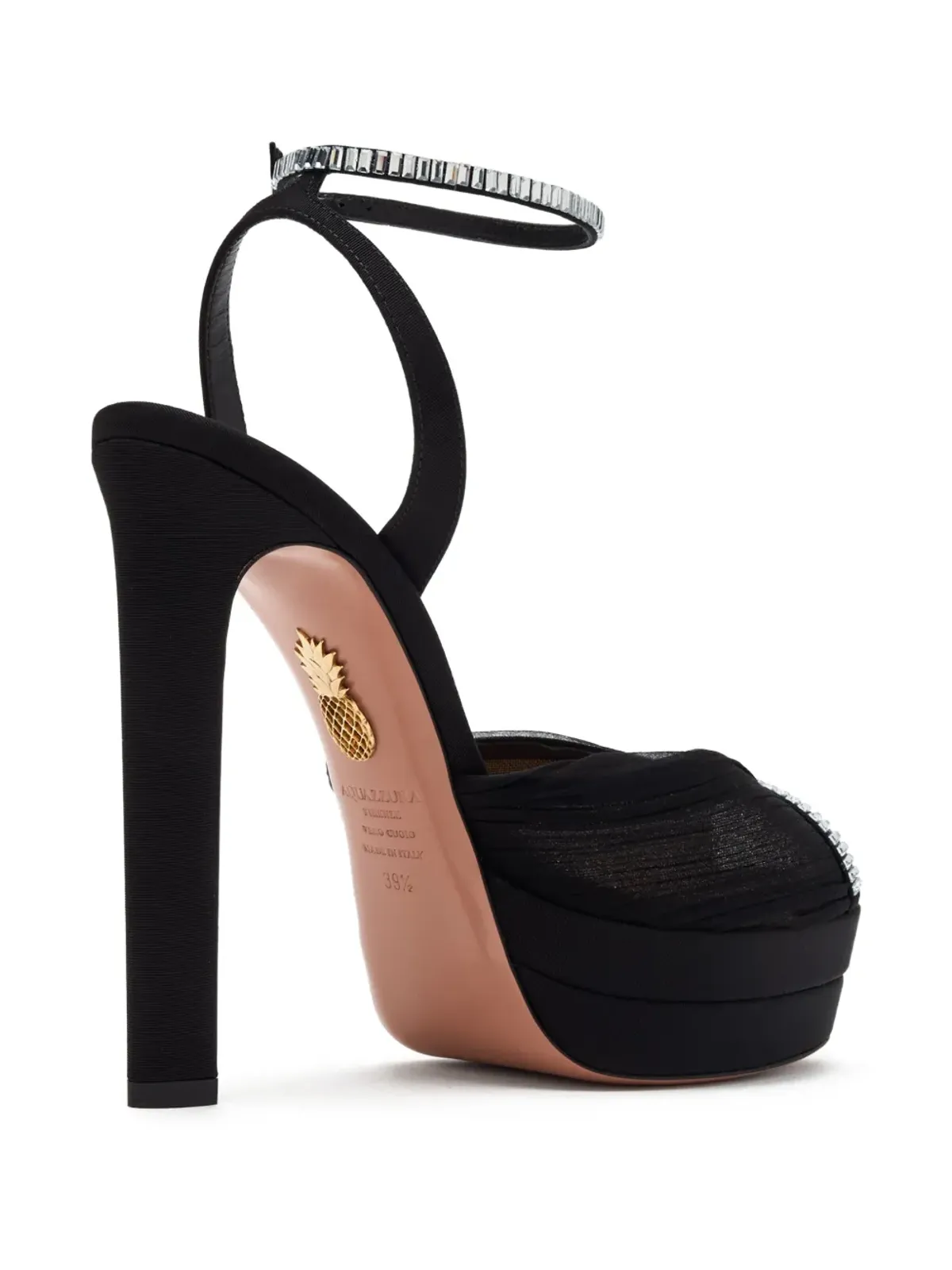 Aquazzura クリスタル付きプラットフォームサンダル - ブラック - 画像4