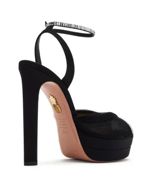 Aquazzura クリスタル付きプラットフォームサンダル - ブラック - サムネイル4