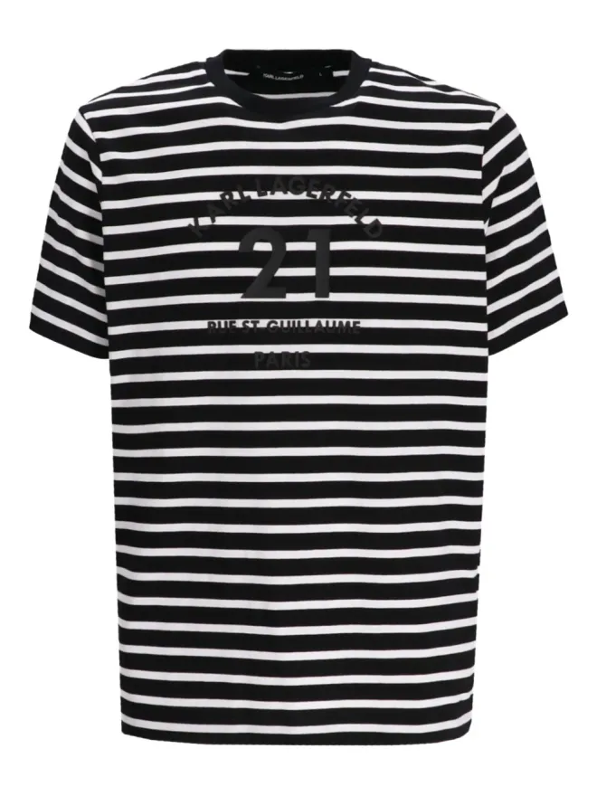 Karl Lagerfeld Karl Lagerfeld ストライプ刺繍Tシャツの商品画像