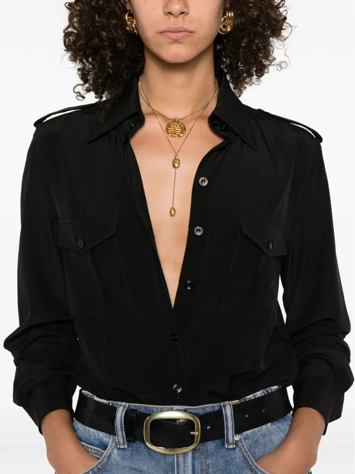 TOM FORD ポインテッドカラー シルクシャツ - 画像5