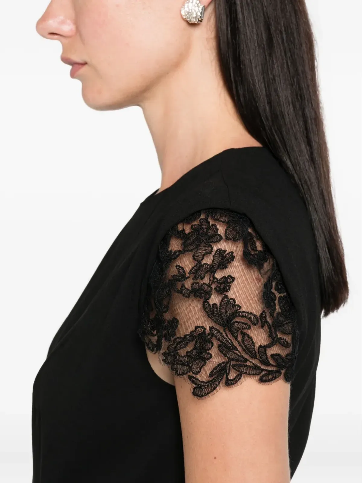 Ermanno Scervino レーストリムドレス（ブラック） - 画像5