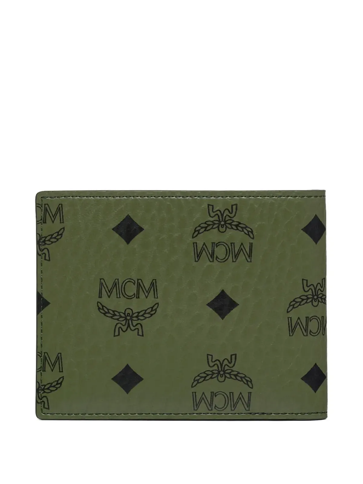 MCM Aren Visetosモノグラム二つ折り財布 グリーン - 画像2