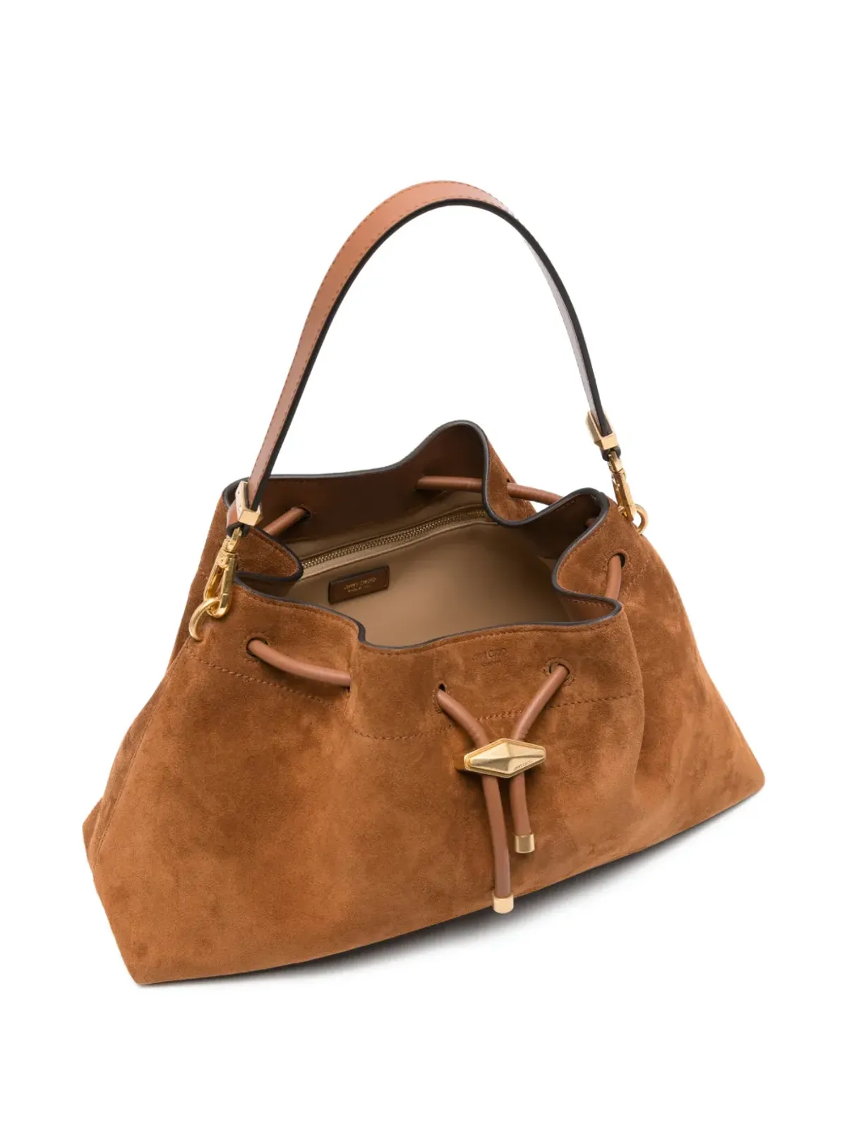 Jimmy Choo ボンボン スエード バケットバッグ ブラウン - 画像5