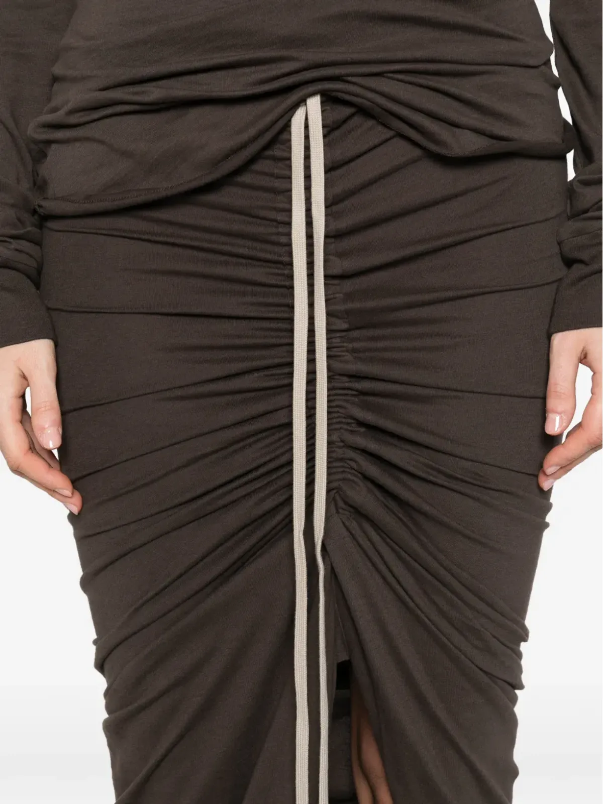 Moncler + Rick Owens ドローストリング付きスリットマキシスカート - 画像5