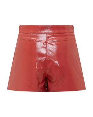 MSGM パテントレザー アシンメトリック スコーツ - Red - サムネイル2
