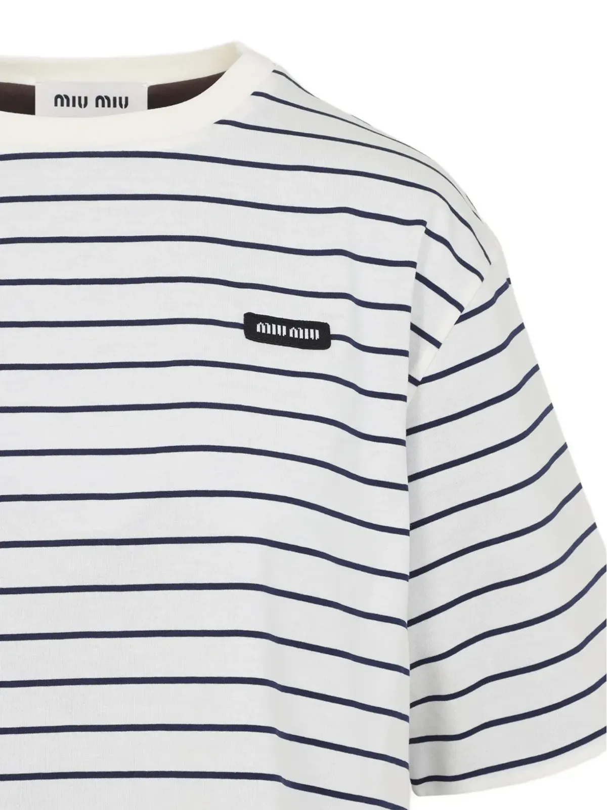 Miu Miu ストライプ ロゴ Tシャツ - White - 画像3