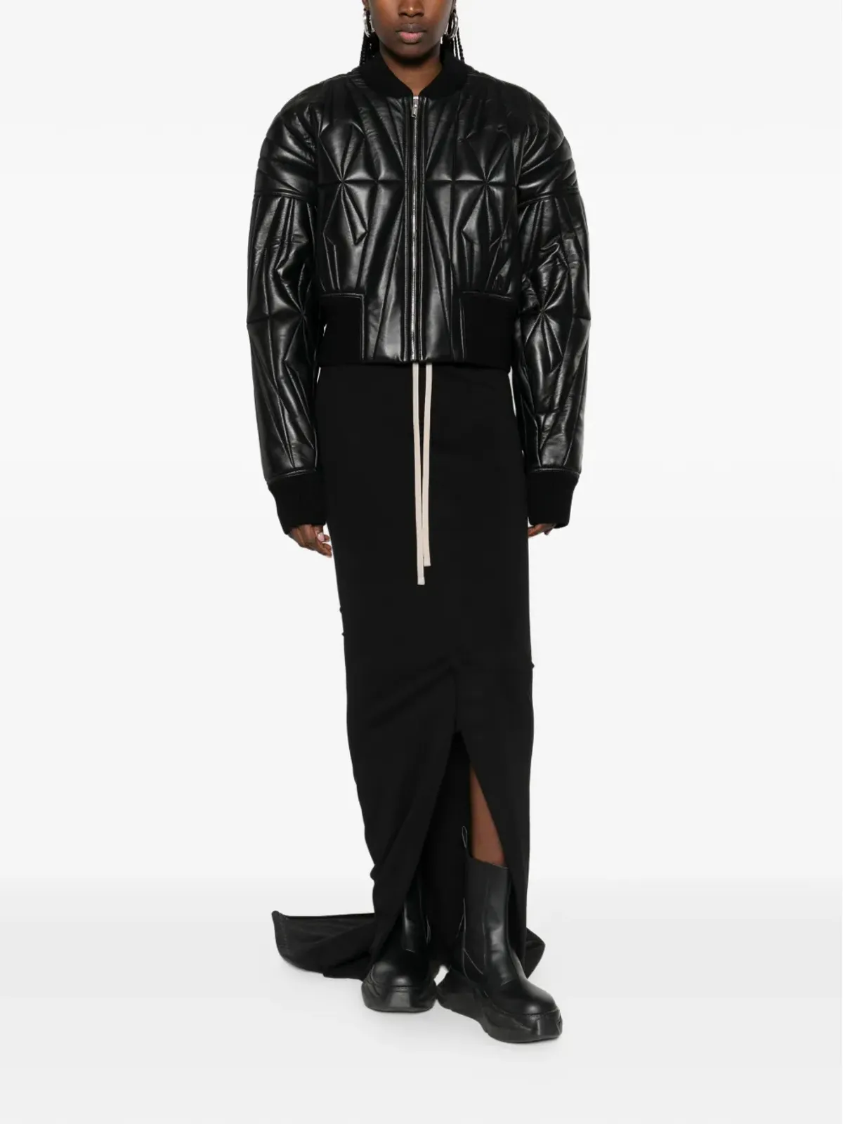 Moncler + Rick Owens キルティングレザージップジャケット - 画像2