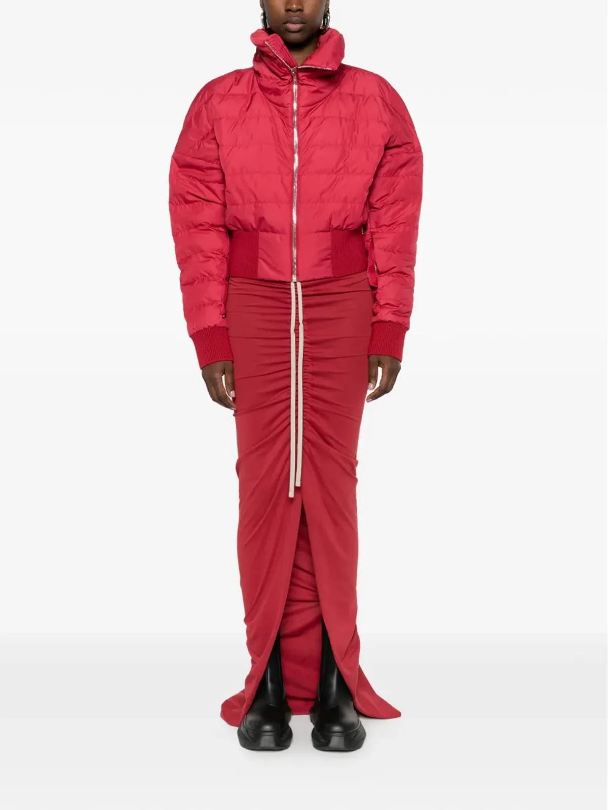 Moncler + Rick Owens ストライプディテールのニットロングスカート - 画像2