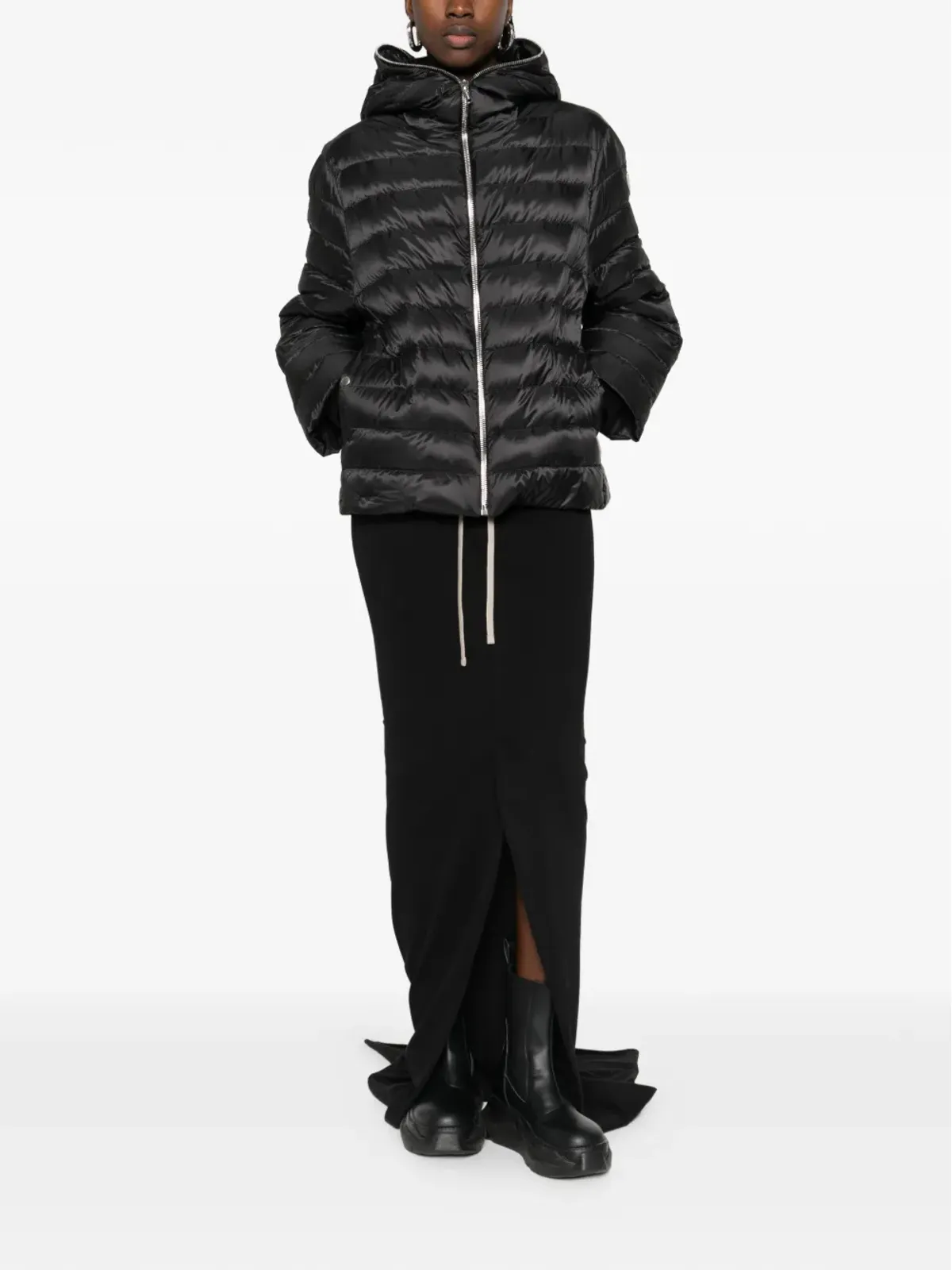 Moncler + Rick Owens ストライプ柄ニットロングスカート ブラック - 画像2
