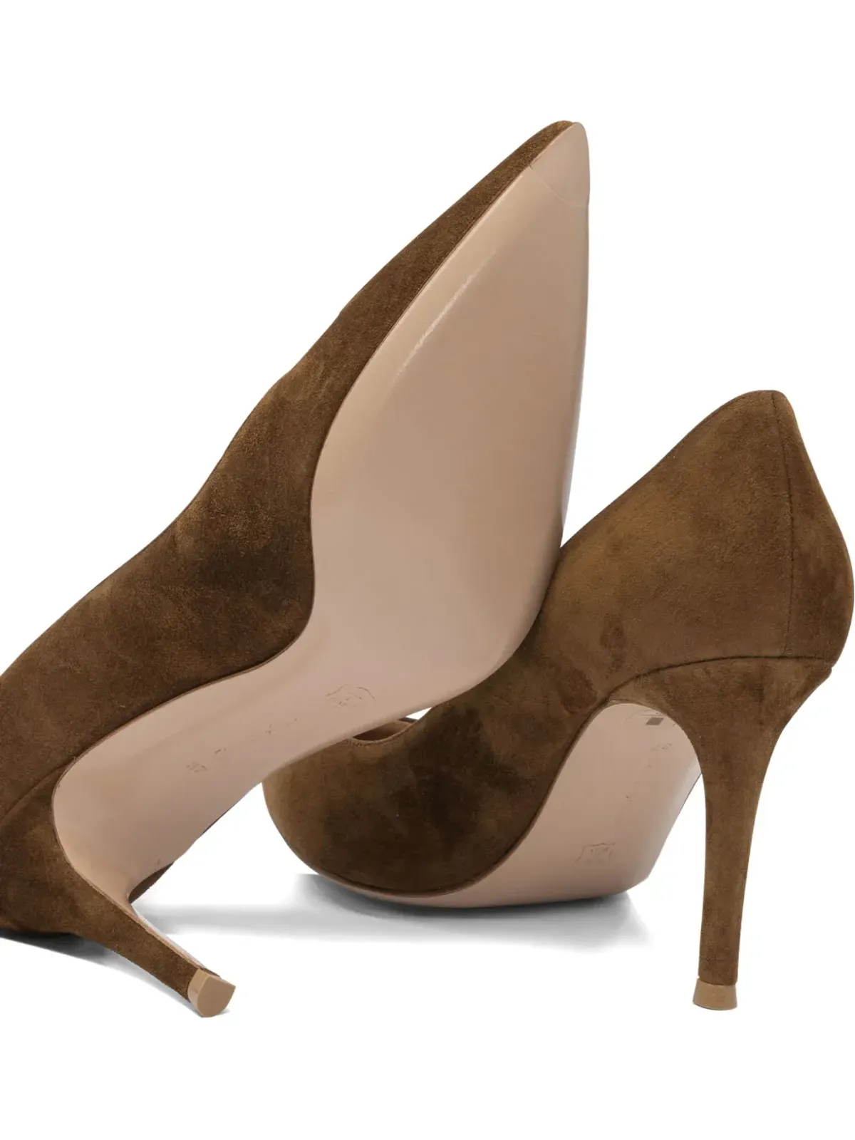 Gianvito Rossi スエード ポインテッドトゥ パンプス ブラウン - 画像5