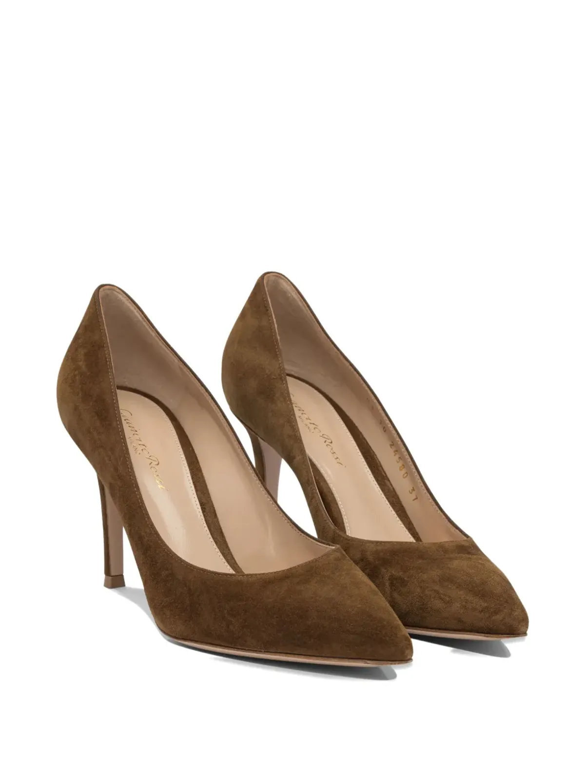 Gianvito Rossi スエード ポインテッドトゥ パンプス ブラウン - 画像2