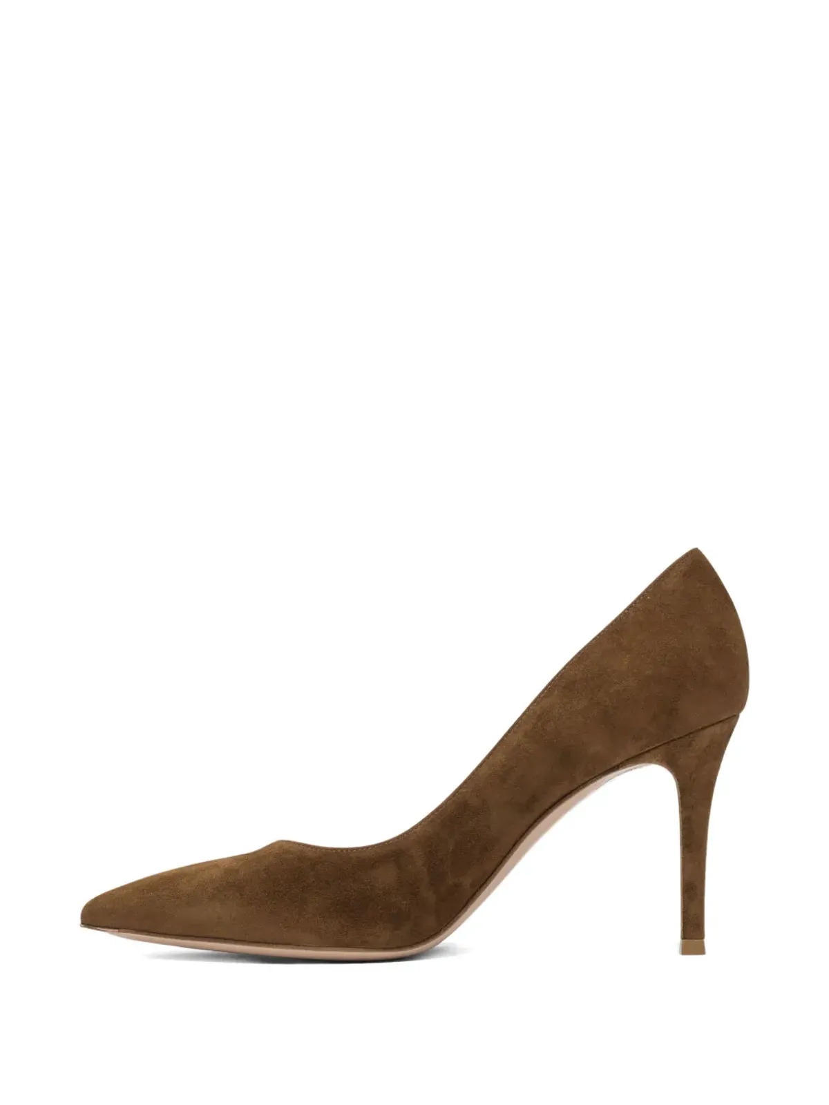 Gianvito Rossi スエード ポインテッドトゥ パンプス ブラウン - 画像3