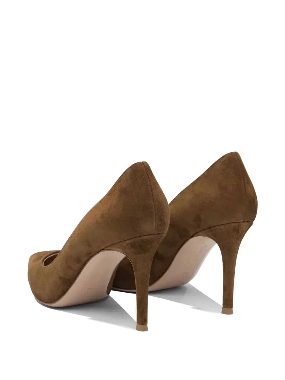 Gianvito Rossi スエード ポインテッドトゥ パンプス ブラウン - 画像4