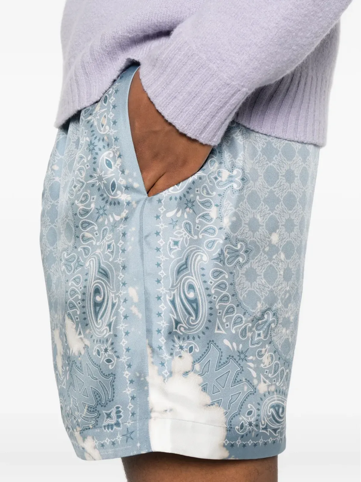 AMIRI ペイズリープリント シルクショーツ ブルー - 画像5