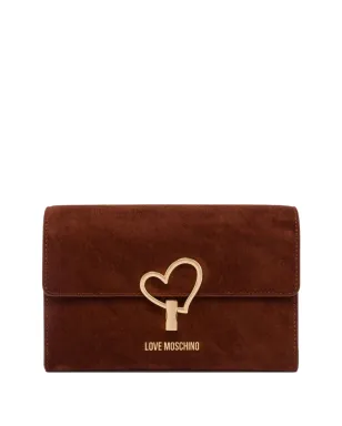 Love Moschino ハート型留め具のスエードバッグ ブラウン - サムネイル1