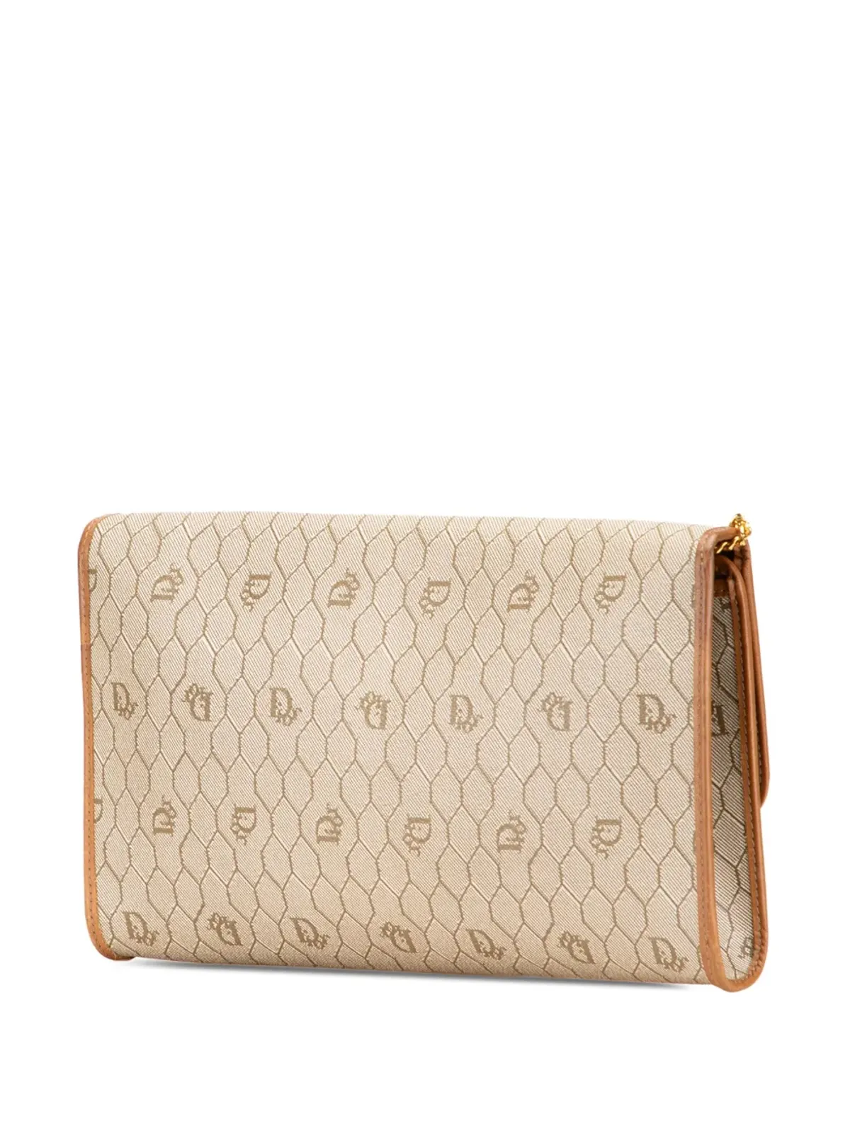 Christian Dior Pre-Owned 20世紀ハニカム コーティングキャンバス チェーンショルダーバッグ（ブラウン） - 画像3