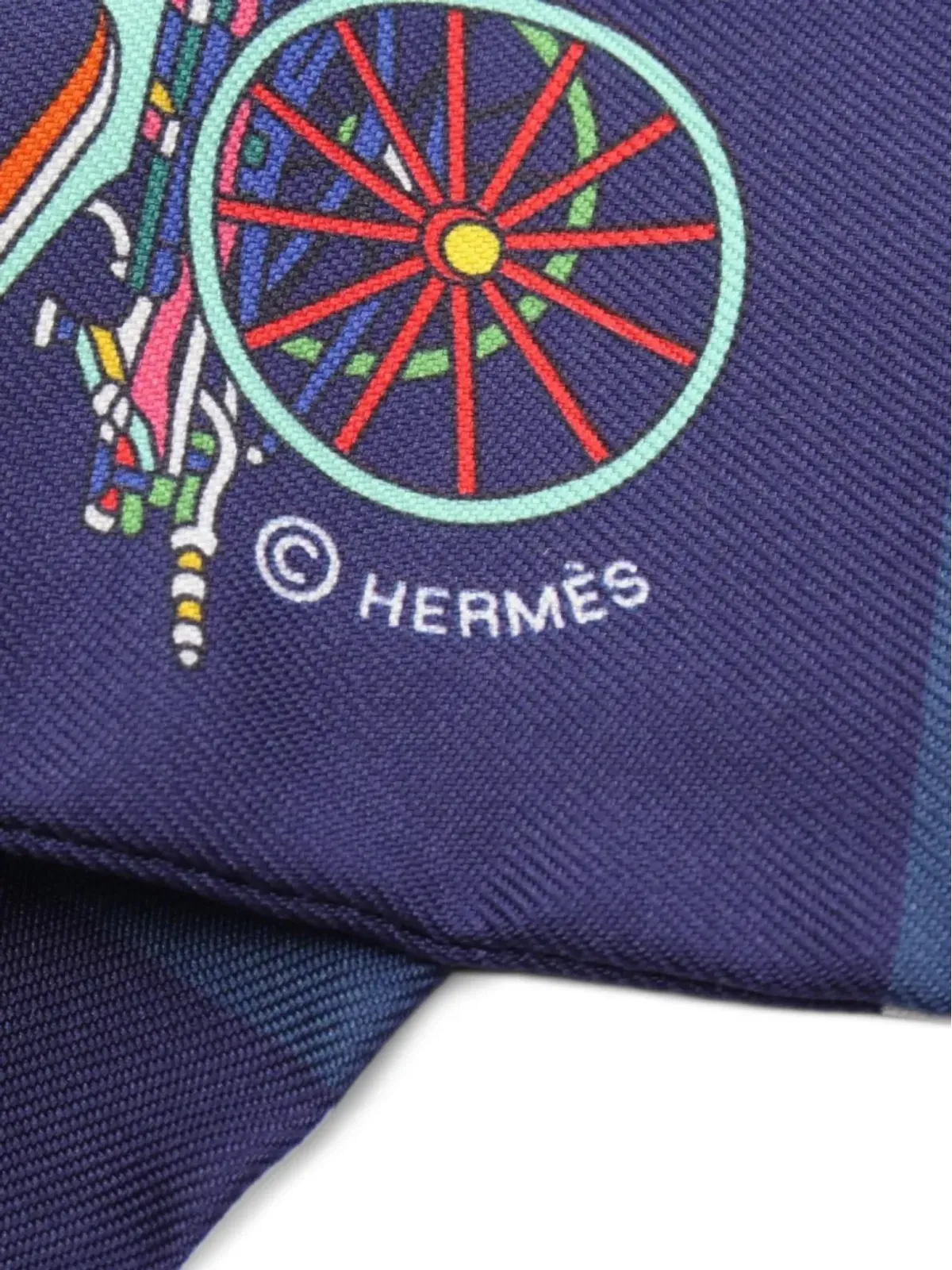 Hermès Pre-Owned Twilly Voitures Exquises スカーフ ブルー - 画像2