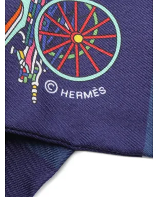 Hermès Pre-Owned Twilly Voitures Exquises スカーフ ブルー - サムネイル2