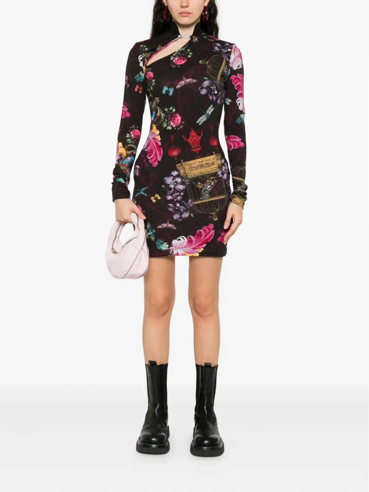 Versace Jeans Couture 花柄プリント ミニドレス - ブラック - 画像2
