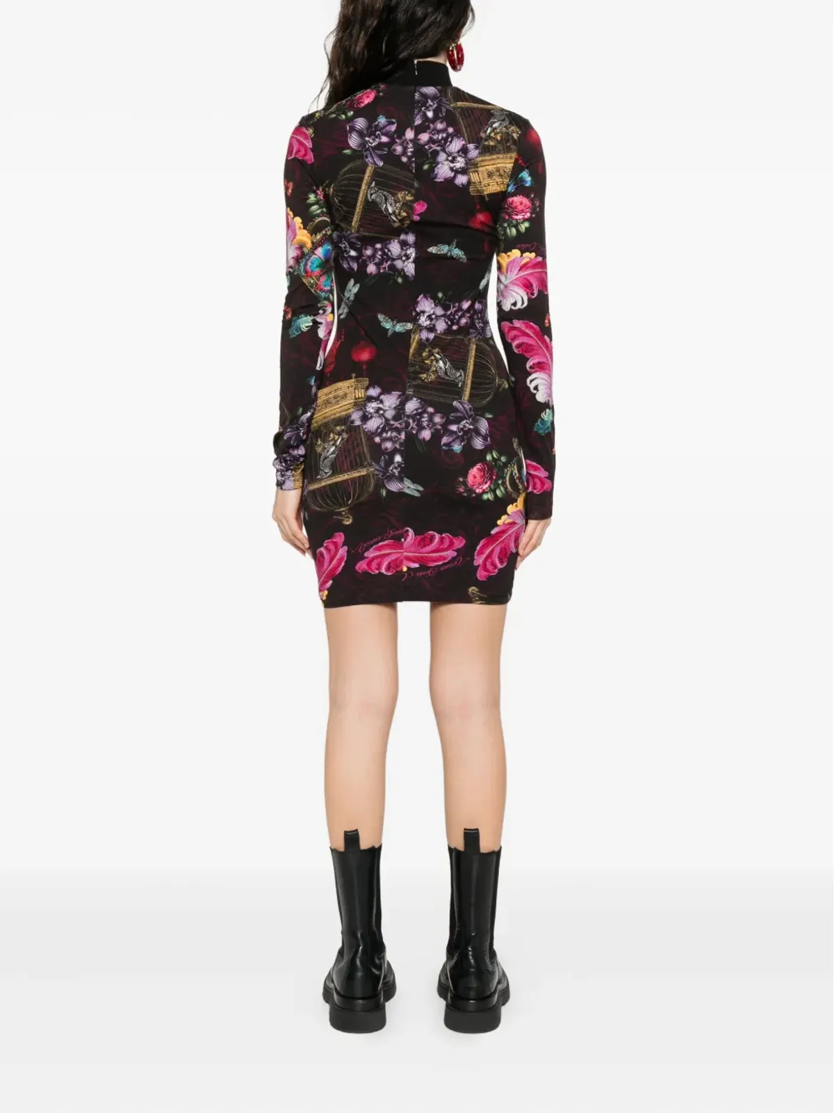 Versace Jeans Couture 花柄プリント ミニドレス - ブラック - 画像4