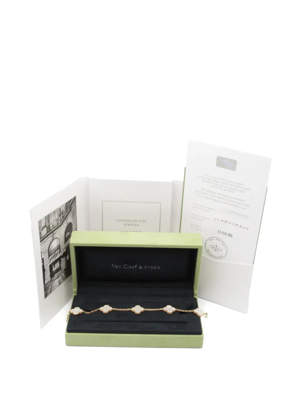 Van Cleef & Arpels Pre-Owned 2010s 18K rose gold semi-custom Alhambra Bless 5 motifs bracelet - Pink - 画像5