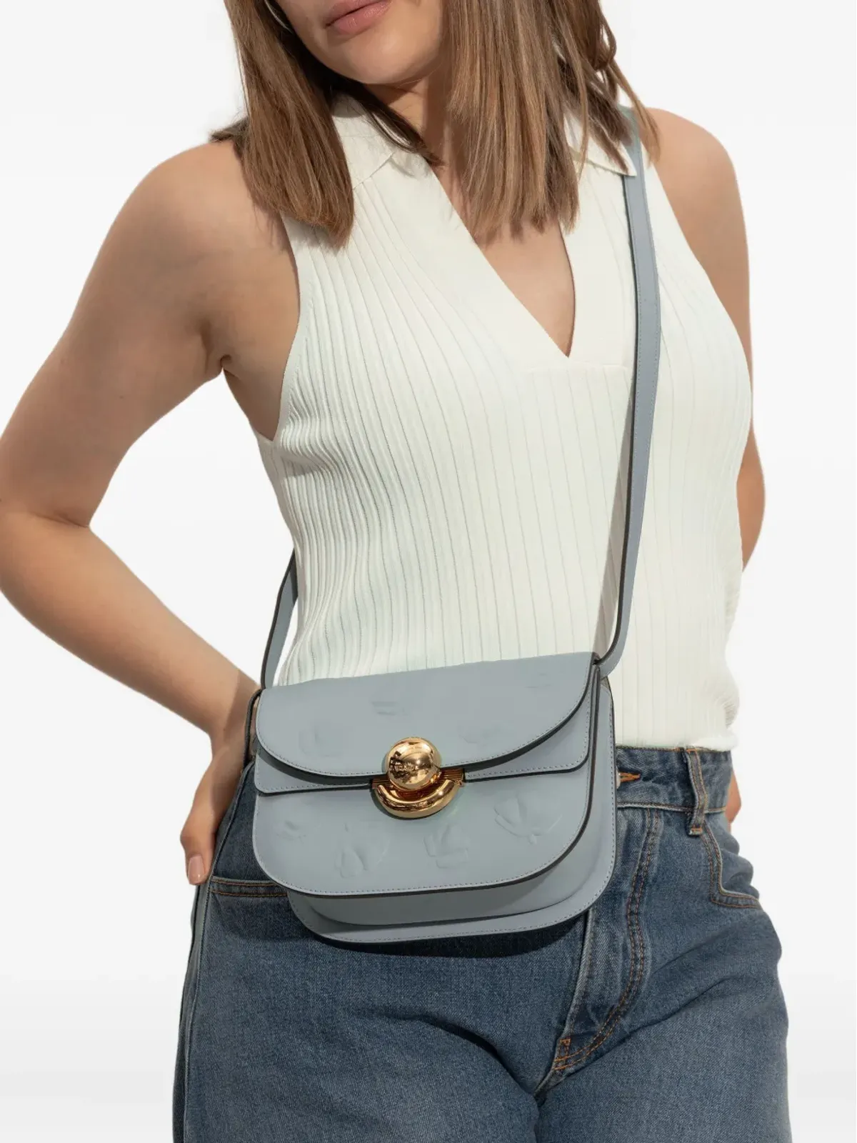 Furla Sfera エンボスレザー ショルダーバッグ - ブルー - 画像2