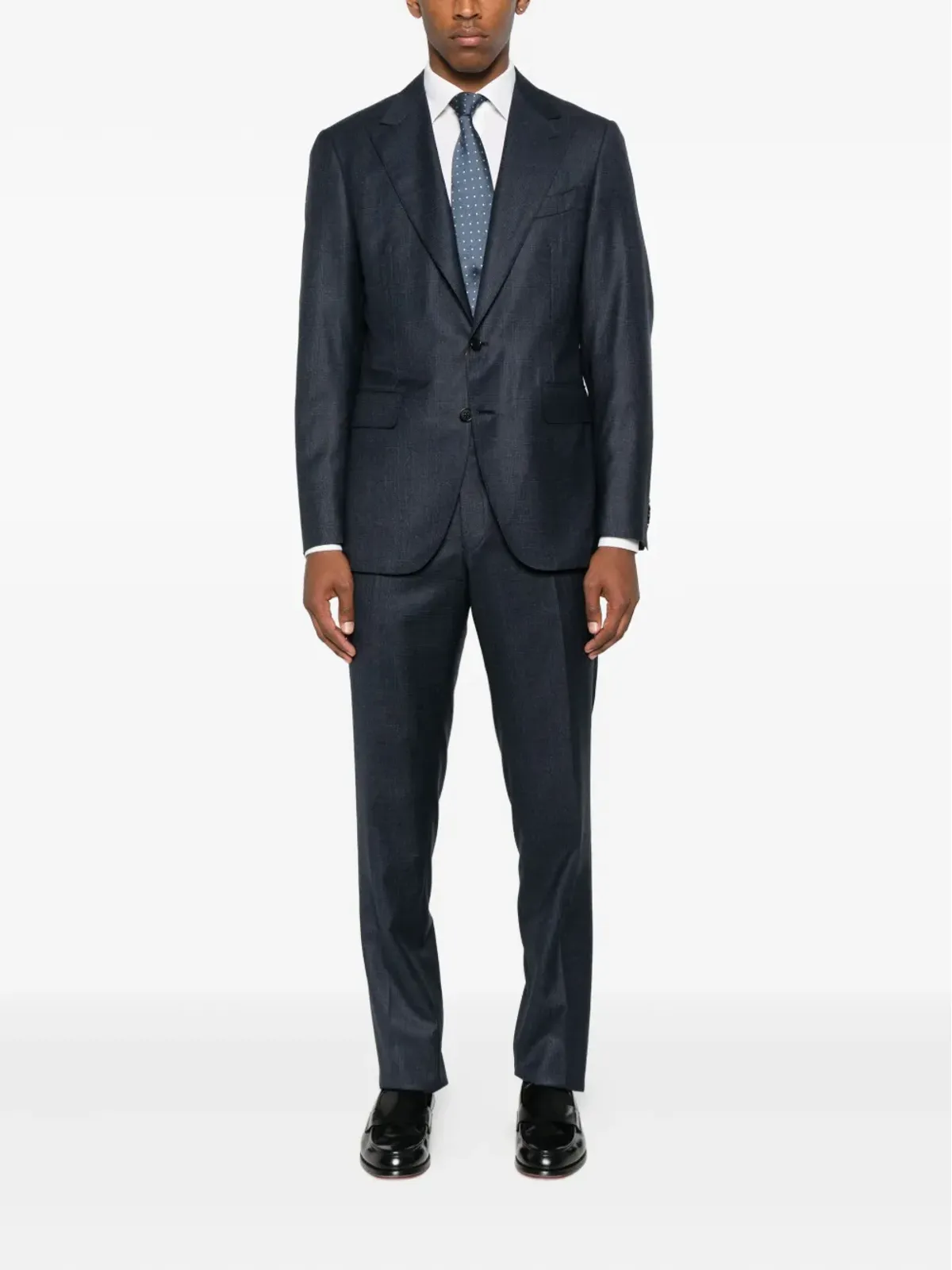 Canali チェック柄シングルブレストスーツ ブルー - 画像2