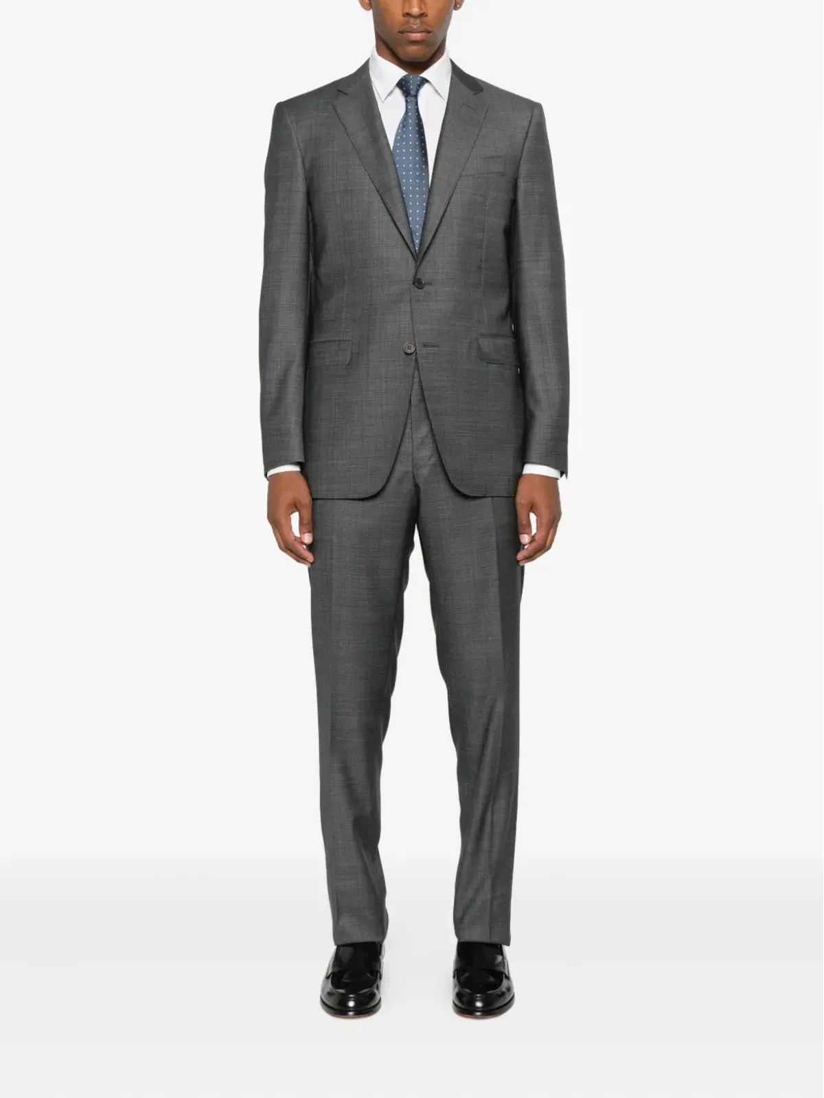 Canali グレーのチェック柄3ボタンスーツ - 画像2