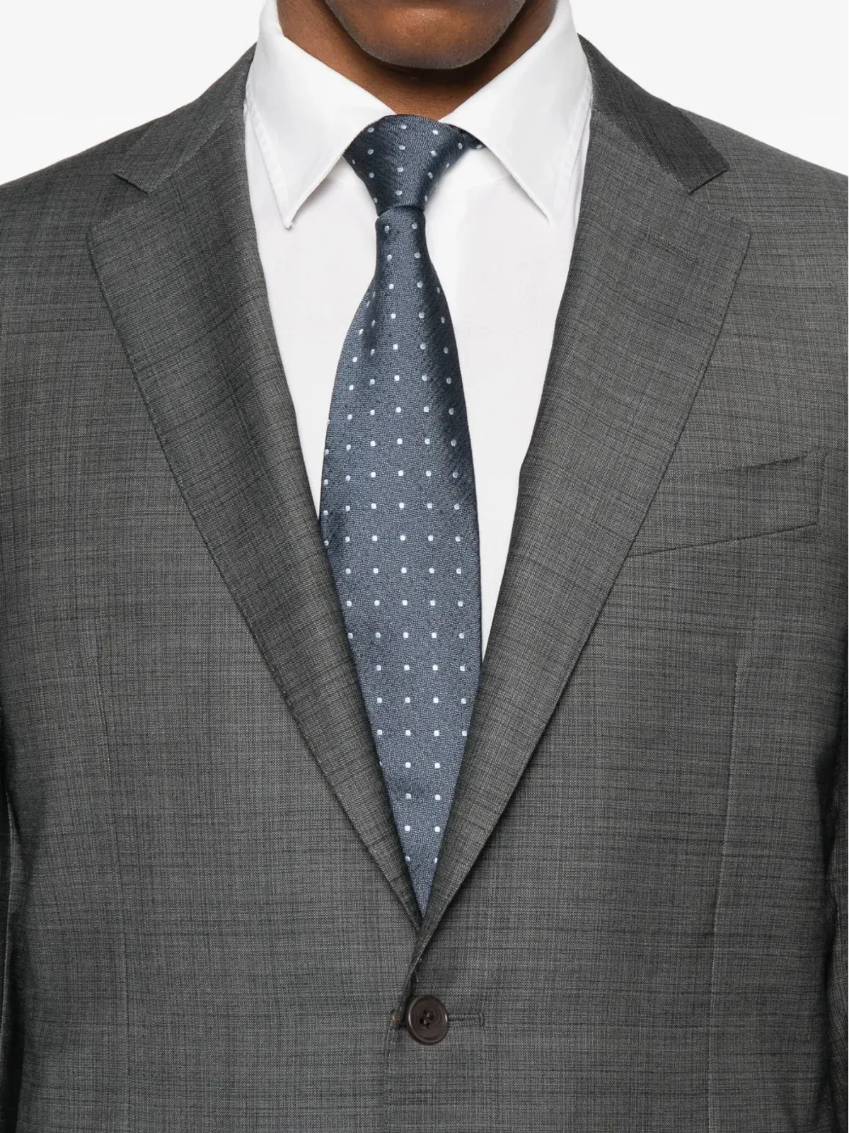 Canali グレーのチェック柄3ボタンスーツ - 画像4