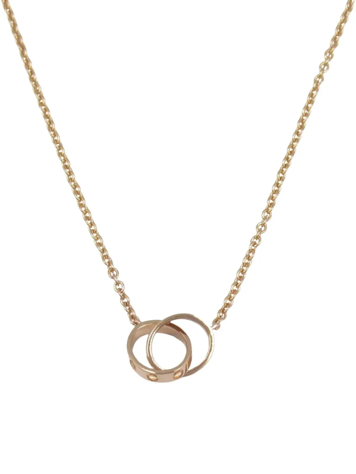 Cartier 18K ローズゴールド インターロッキングサークル ネックレス - ピンク - 画像2