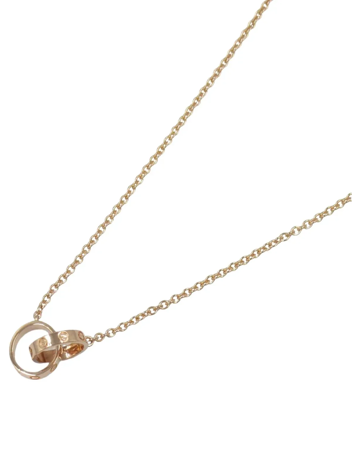 Cartier 18K ローズゴールド インターロッキングサークル ネックレス - ピンク - 画像3