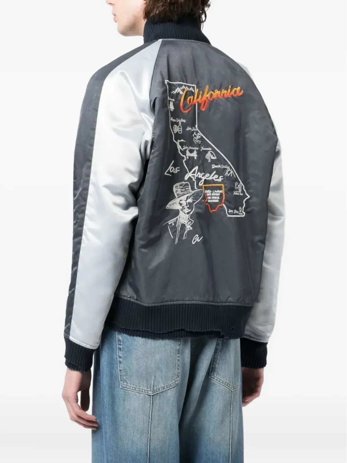 Greg Lauren 刺繍入りボンバー ジャケット - グレー - 画像4