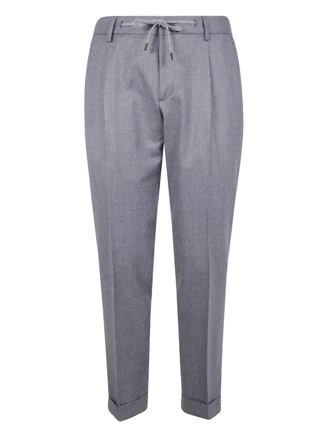 Barba Barba プリーツ入りドローストリングストレートレッグパンツ グレーの商品画像