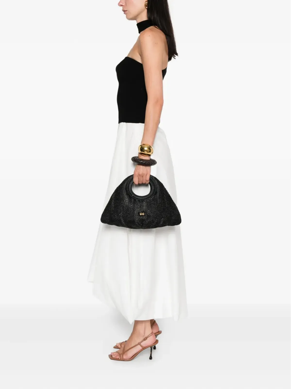 Cult Gaia Thais wave-textured top-handle tote bag - Black - 画像2