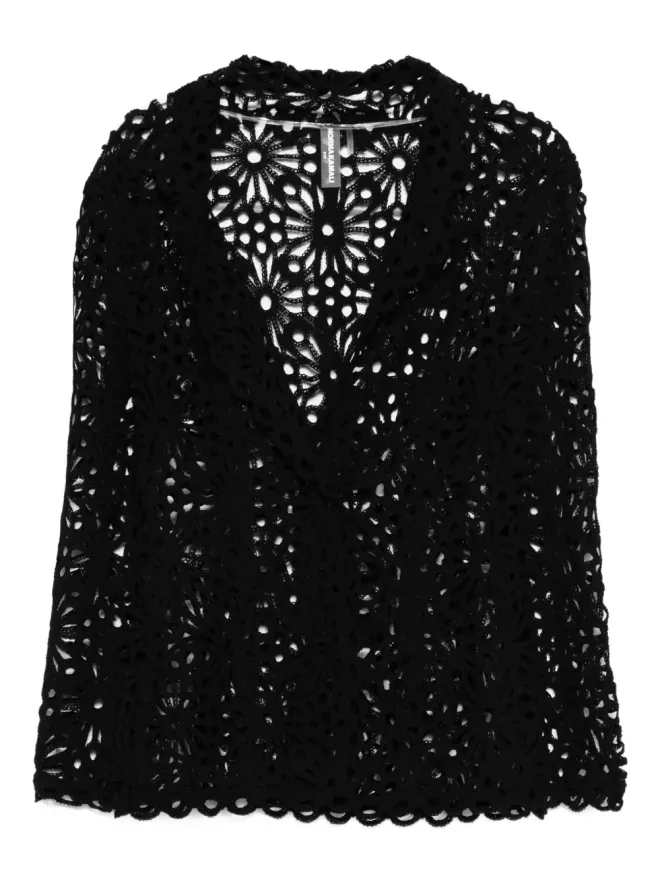 Norma Kamali Norma Kamali 花柄モチーフのシングルブレストジャケット - Blackの商品画像