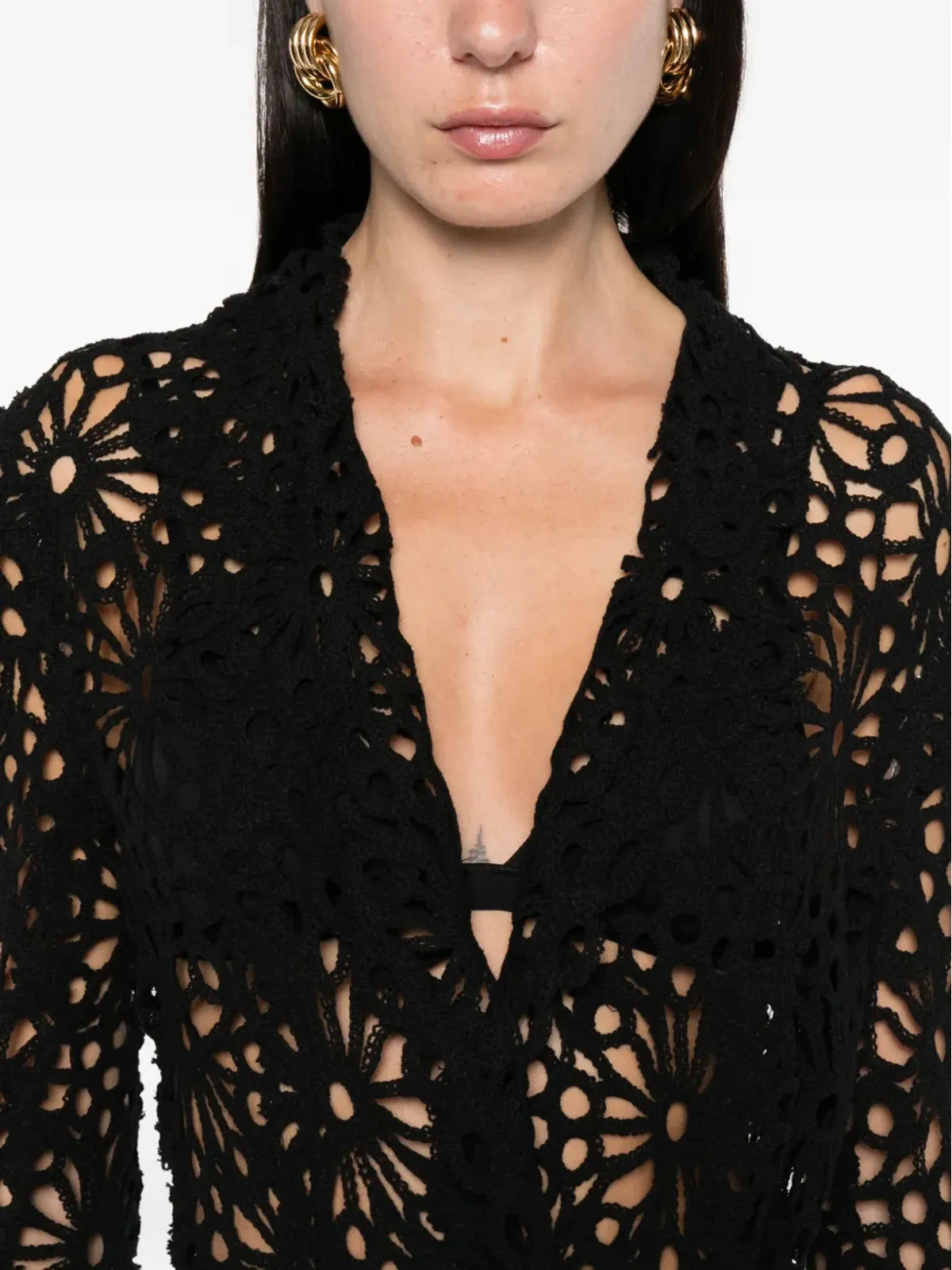 Norma Kamali 花柄モチーフのシングルブレストジャケット - Black - 画像5