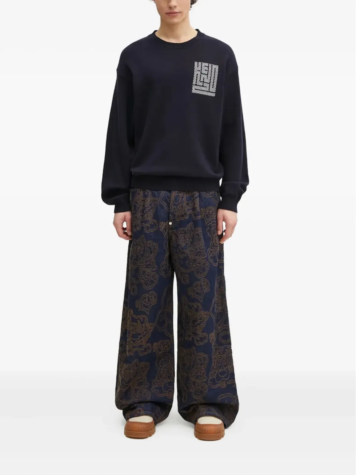 Kenzo カモン インターシャ ロゴ セーター - 画像2