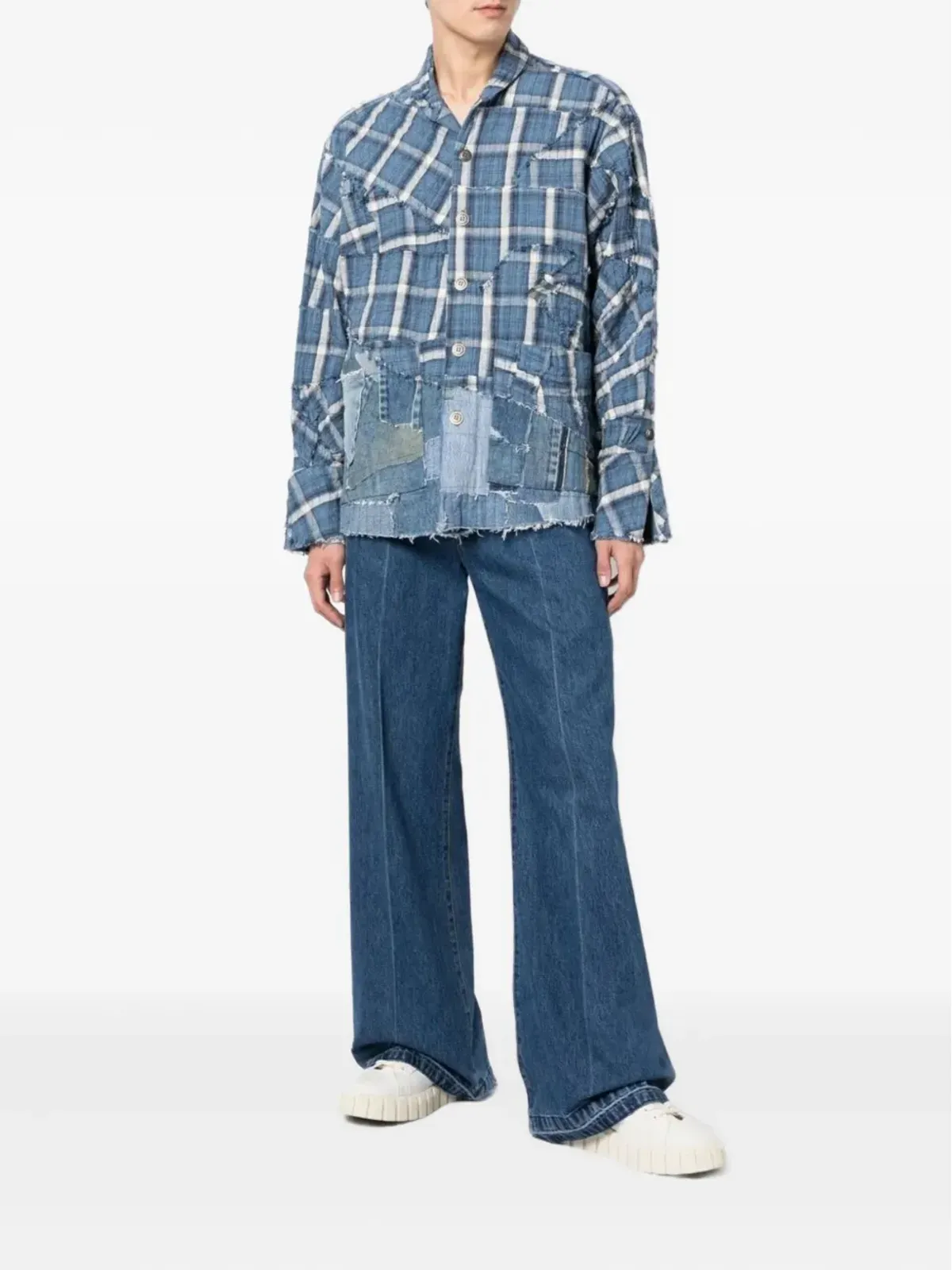 Greg Lauren パッチワークチェックシャツ - 画像2