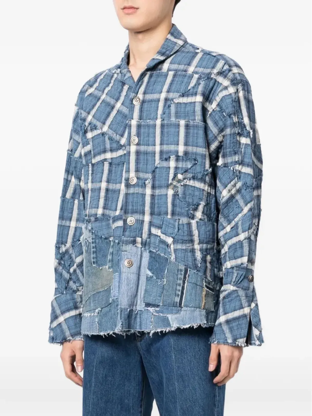 Greg Lauren パッチワークチェックシャツ - 画像3